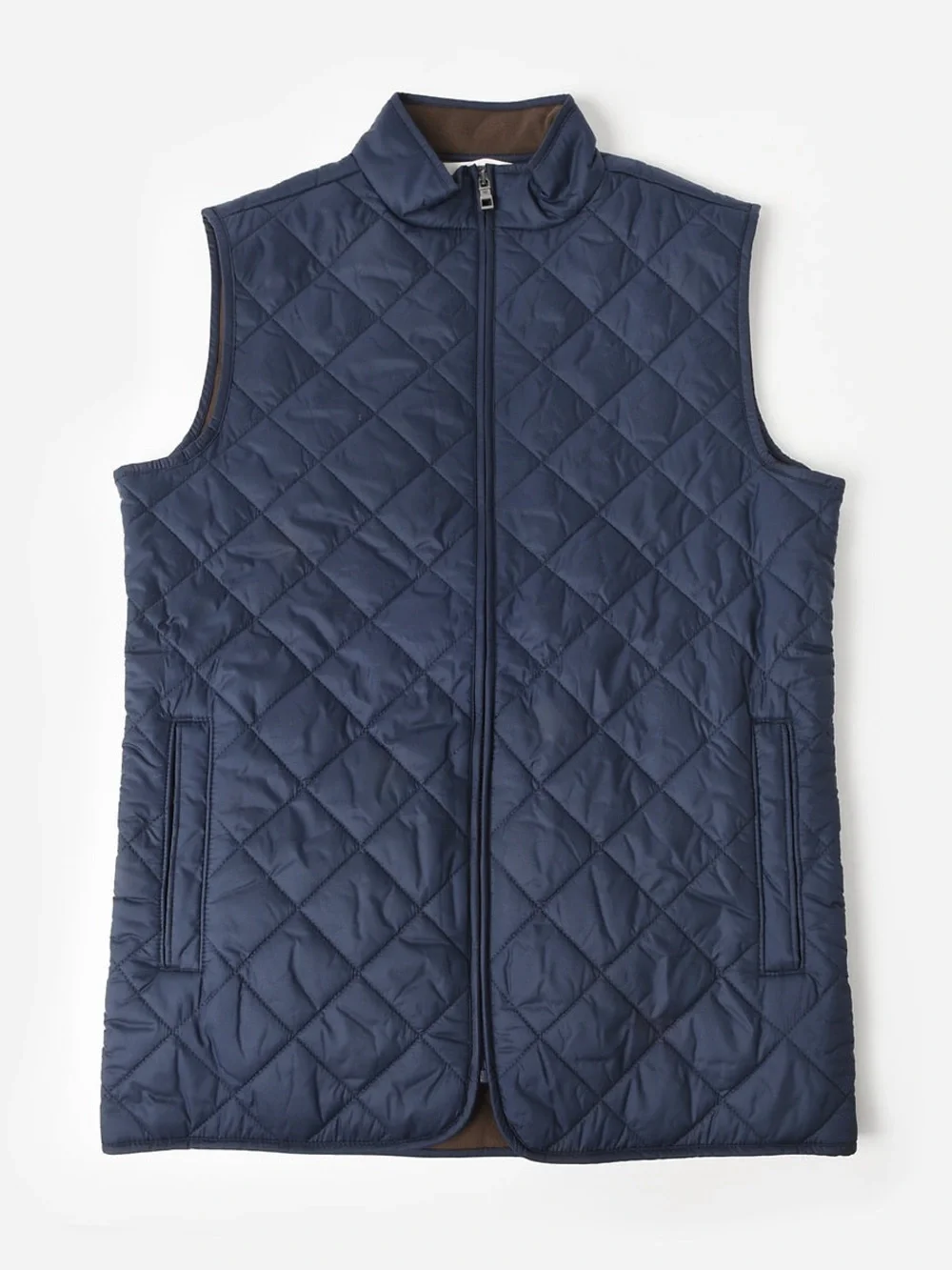 Peter Millar Youth/ Kids Quilted Slate Blue Vest with Brown Lining